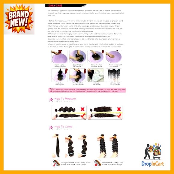 Brazilian Human Hair Extensions Deep Wave Bundles No Tangle Virgin Hair
